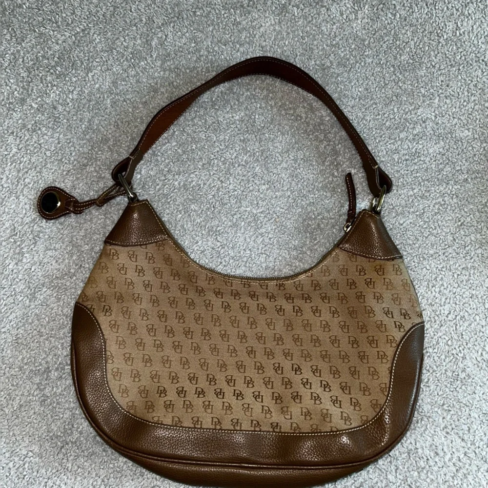 Dooney & Bourke Signature Tan and Brown Hobo Bag
